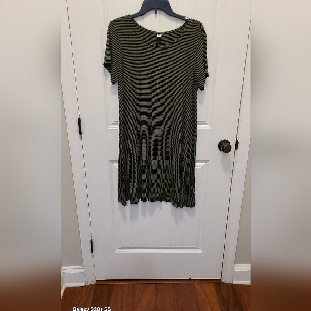 Striped Black and Green Women's Dress